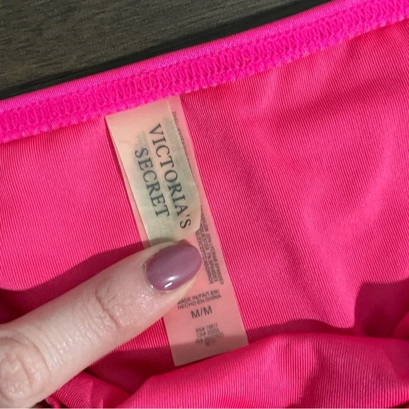 {Victoria's Secret} pink gold trim swim bikini bottom M - Picture 3 of 3
